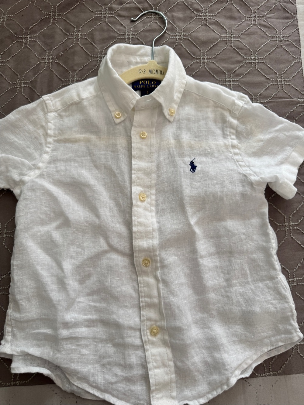 Ralph Lauren White Short-Sleeve Button-Down with Navy Pony